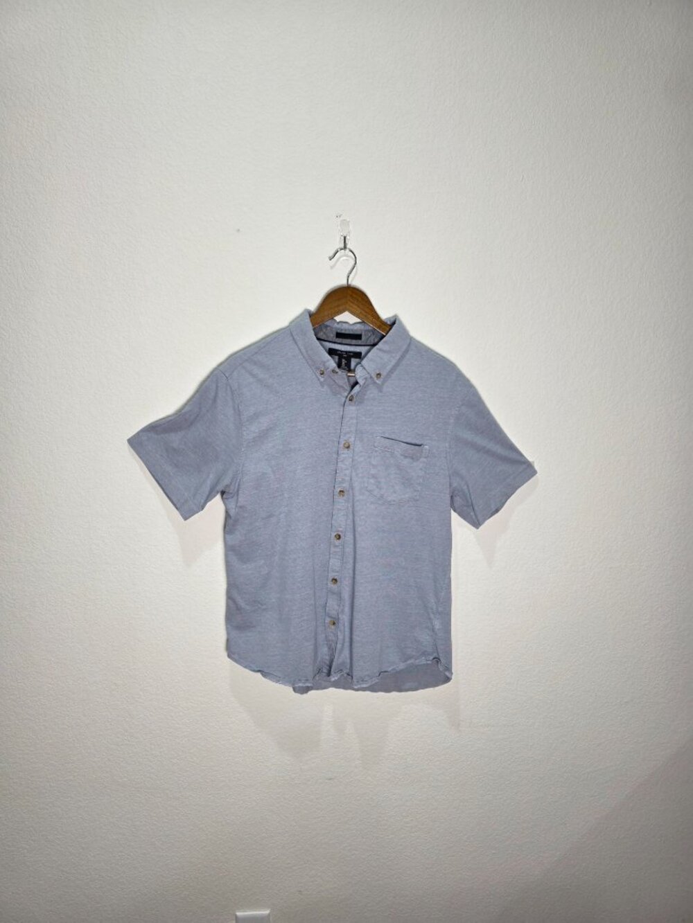 Mark Law Luxury Men's Light Blue Short Sleeve Button Down Shirt Size Large